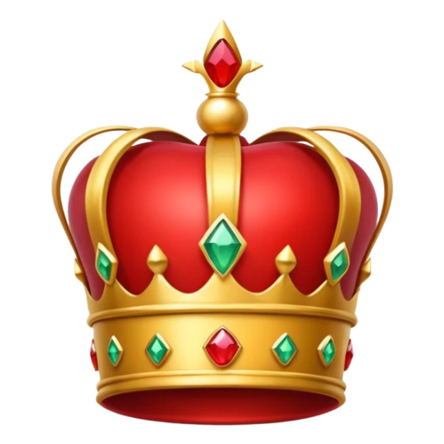 A red crown in the style of apple emojis, with a gem on the left sticker