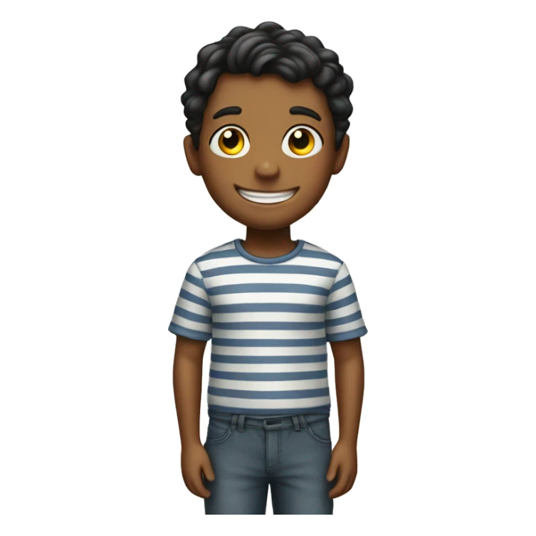 smiling boy in striped shirt sticker