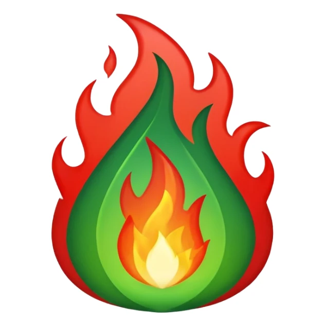 green and red flame sticker