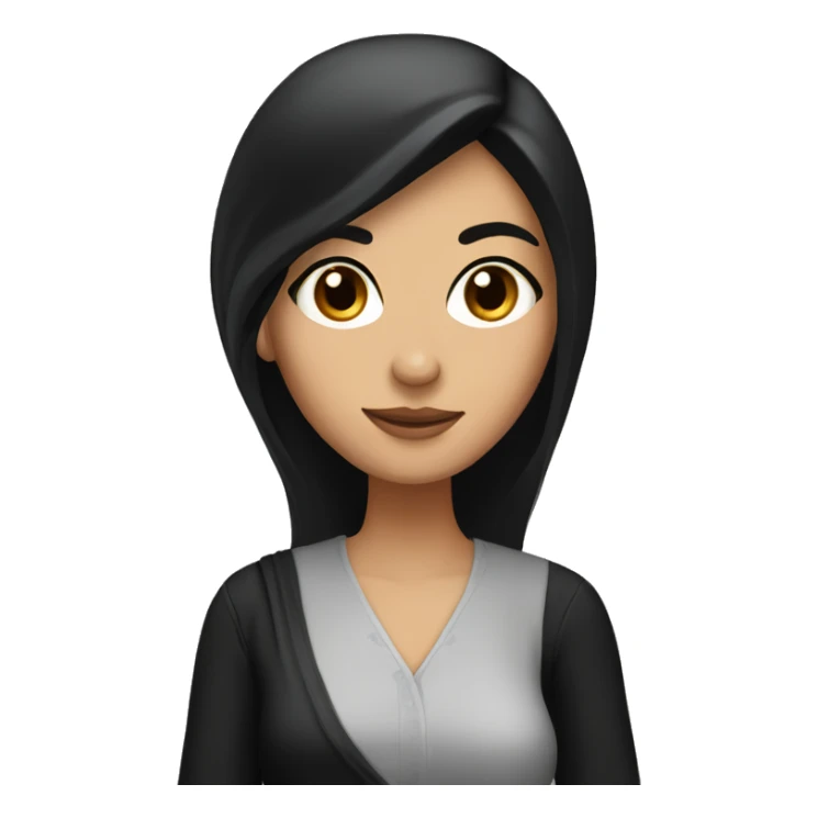 arab white girl with long black hair holding a date sticker