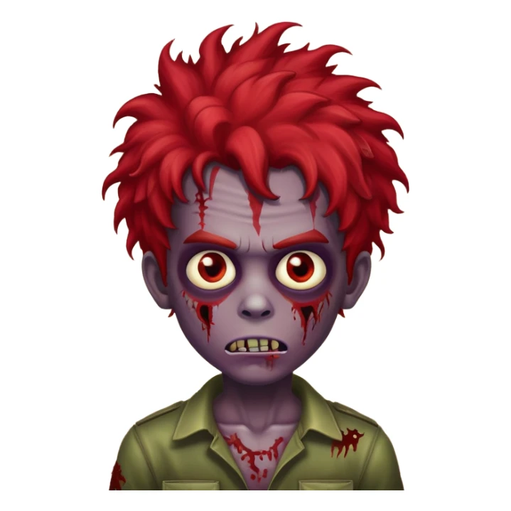Boy zombie with kinky hair red sticker