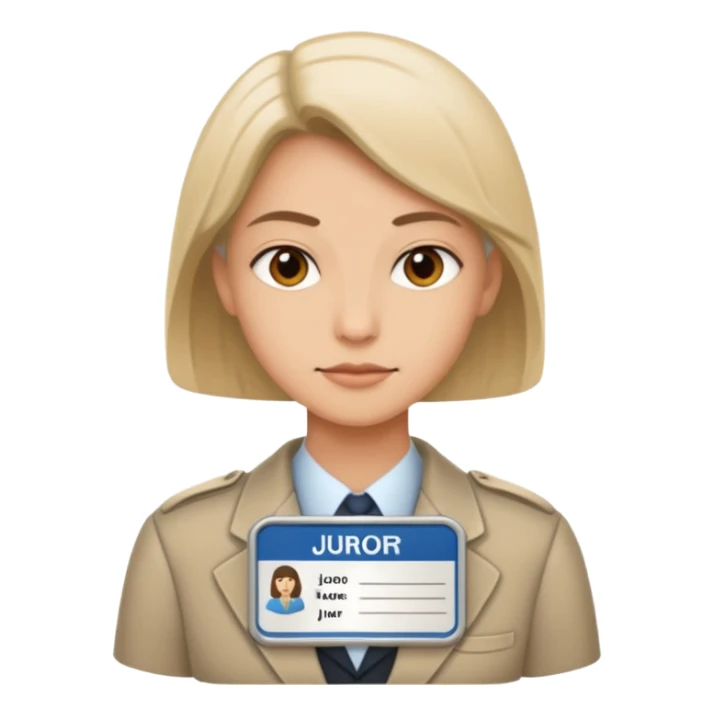 civilian juror with nametag sticker