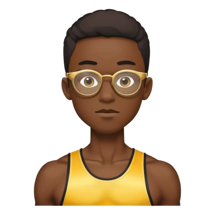 skinny black boy athlete in stringer with gold glasses sticker