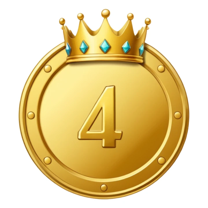 Make the paid subscription icon round and gold with the number 4 and a crown. sticker