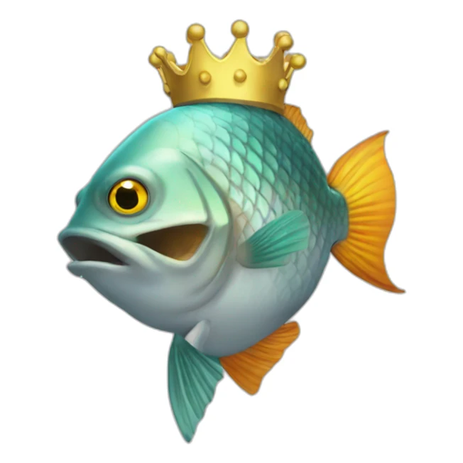 drunk fish with horse body in golden crown sticker