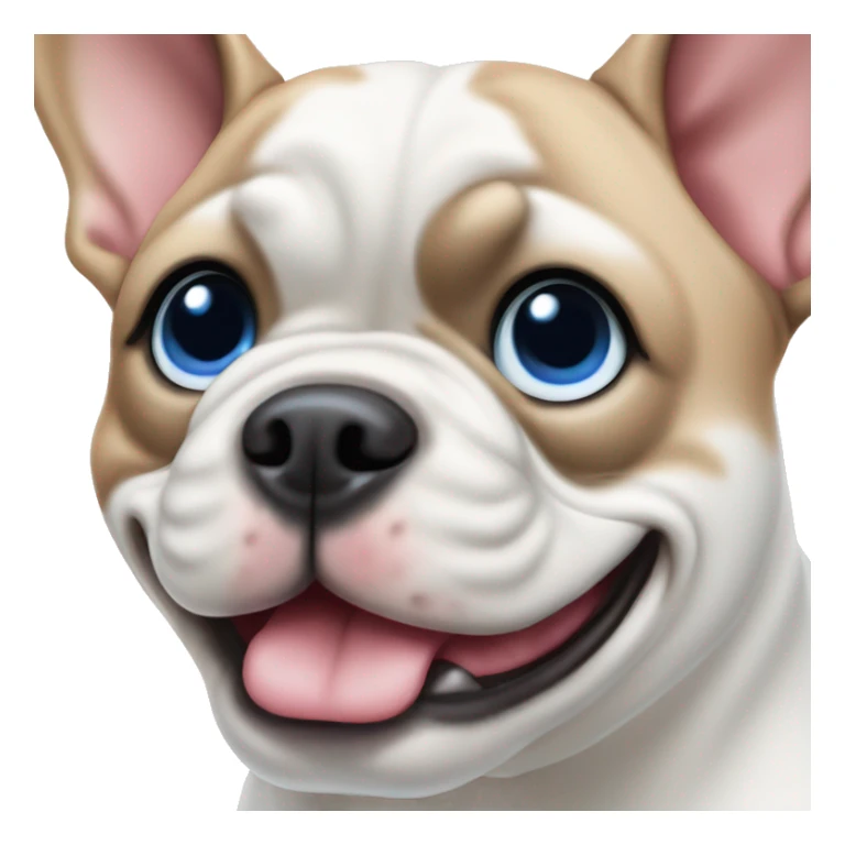 french bull dog white with a blue eye sticker