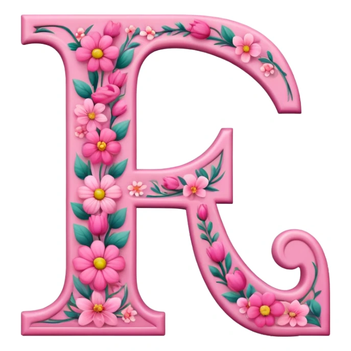 Pink, romantic, flowery, the letter “E” sticker