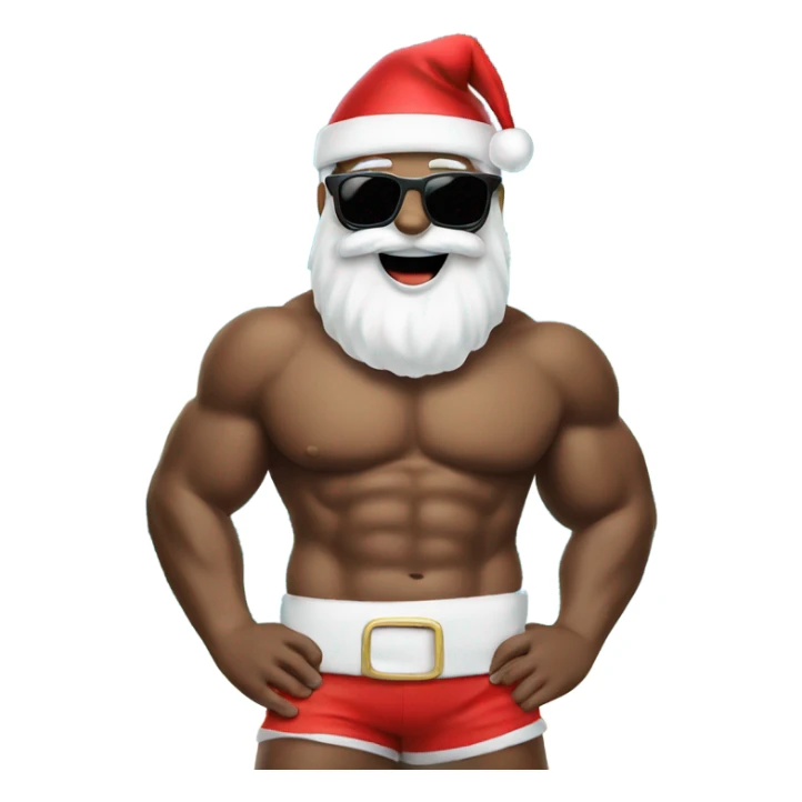 Santa with sunglasses on the beach  sticker