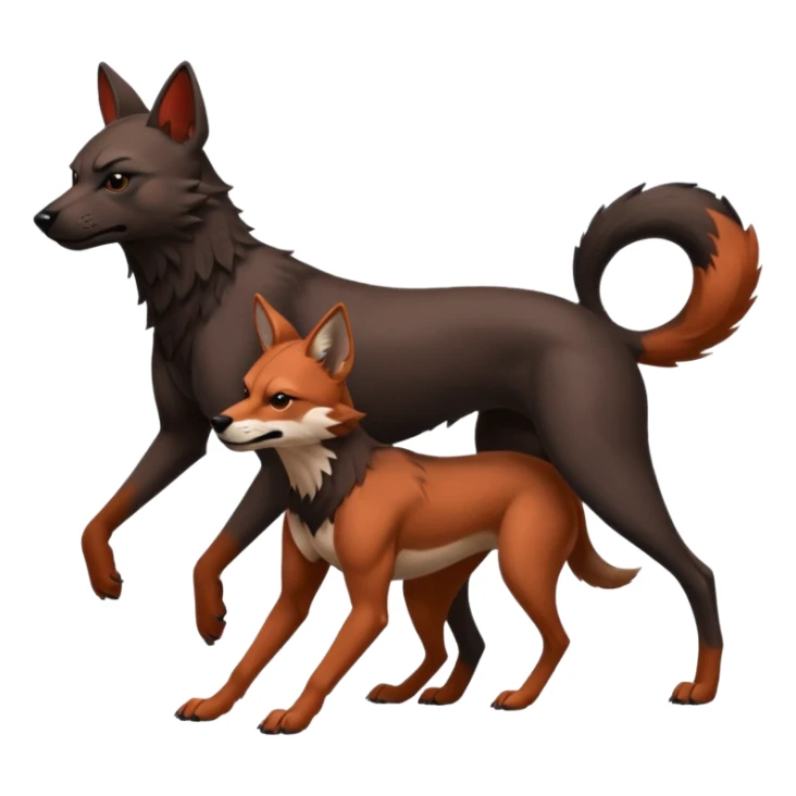 Muscular Xoloitzcuintle Dog playing with muscular red wolf sticker