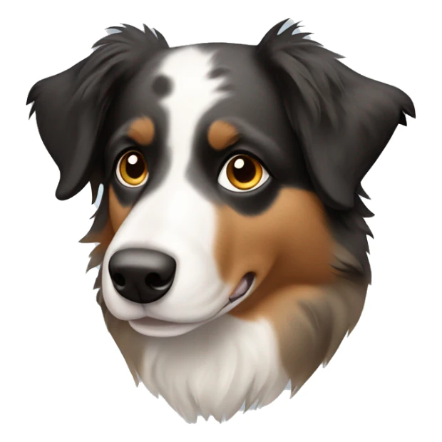 Australian Shepherd dog with mostly black markings, a small white dribble marking on the forehead  sticker