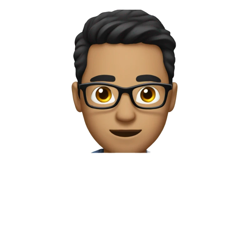  guy with short black hair and glasses, editing videos on a computer sticker