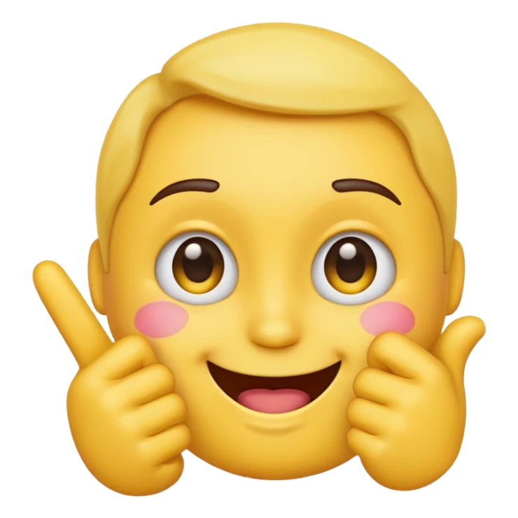 An emoji blushing with the shy finger guns sticker