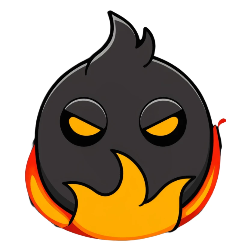 laughing emoji with burning flames in eyes sticker