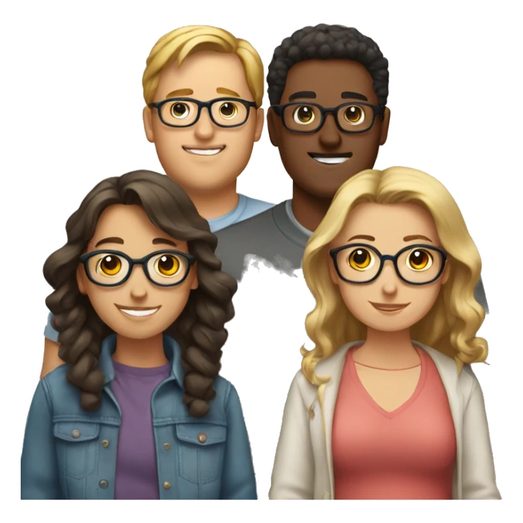 3 friends( 1 guy with spectacles, 1 fat guy and 1 girls) sticker