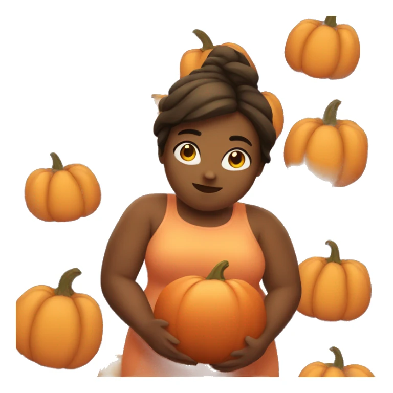 Fat girl holding a pumpkin sticker