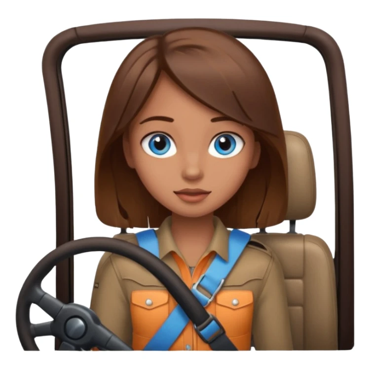 girl in a jeep, blue eyes and brown hair sticker