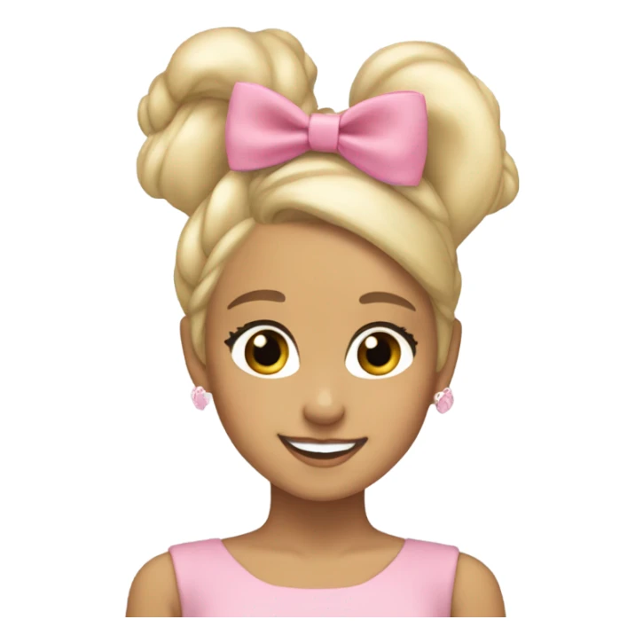 blonde ariana grande with a coquette pink bow on her hair sticker