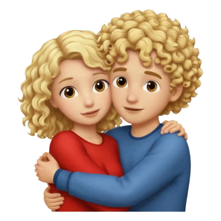 Blonde girl and blonde curly hair boy hugging  sticker