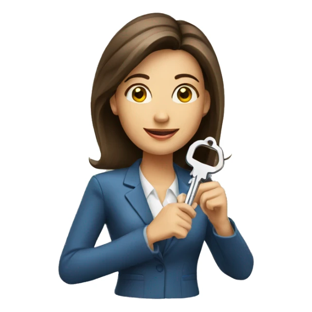 female realtor holding a key sticker