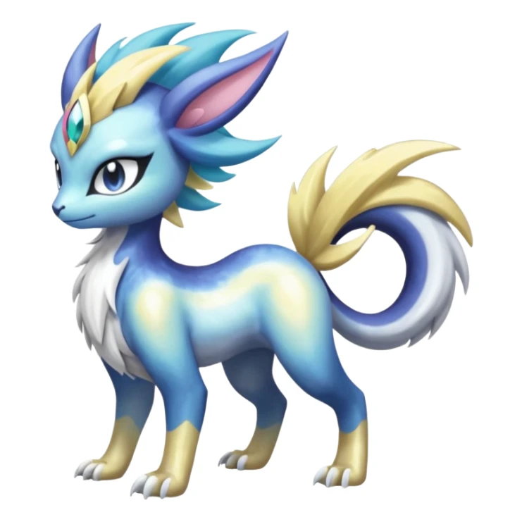 Shiny Sunny furry scaly painted Asian pastel-gradient Absol-Meloetta-Solgaleo-Luxray-Suicune-fusion sticker