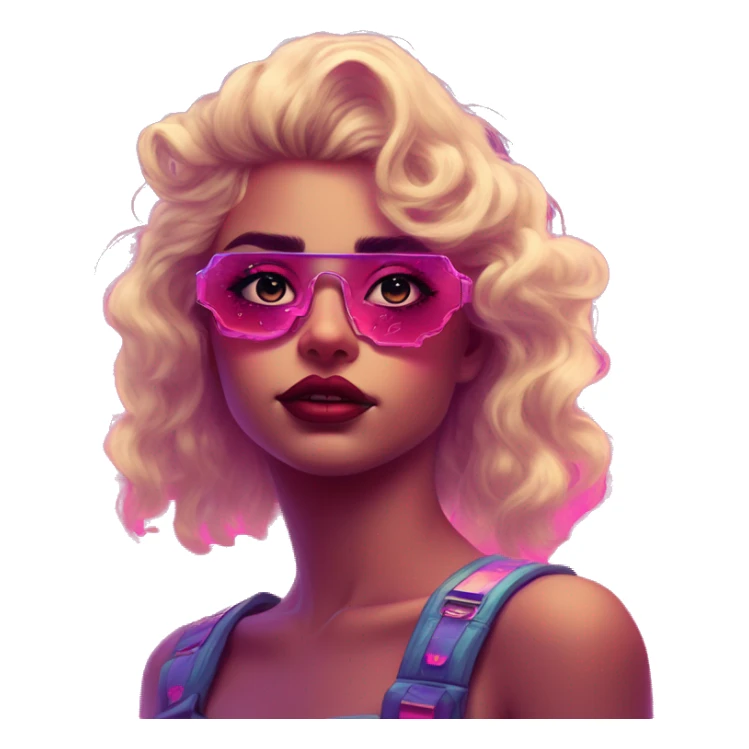 Synthwave sweetie in SNES style, oil paint, epic eyes, intricate lips, exquisite pose, beautiful, desirable, logical, Midsommar  sticker