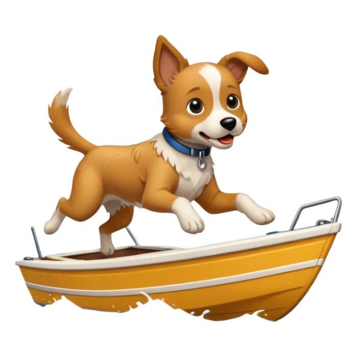 A dog jumping off a boat sticker