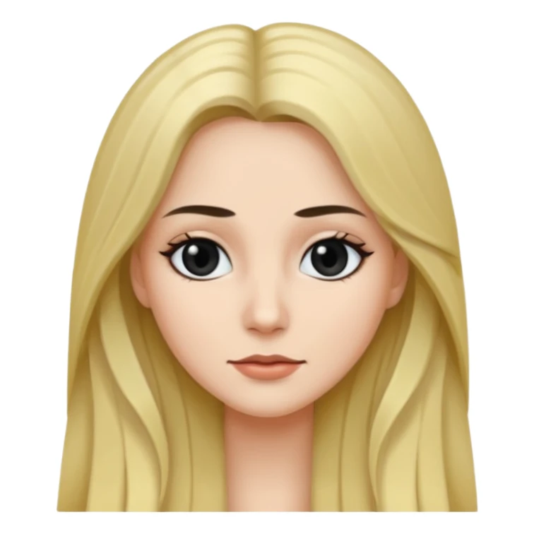 hair long normal hair with black eyes, and white skin sticker