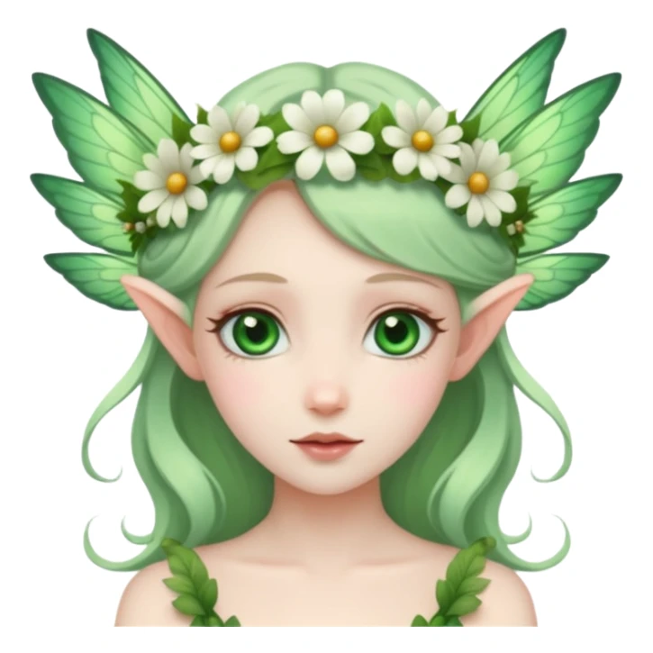 Fairy with wings flower crown on head sticker