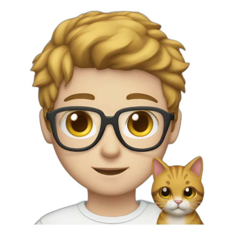 joven gafas cargando a gato atigrado sticker