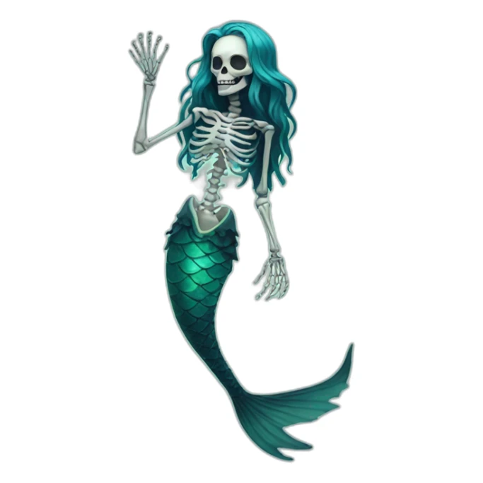 skeleton mermaid sticker