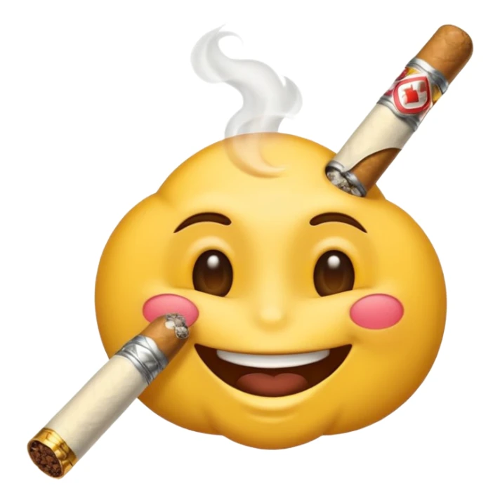 Emoji de cara feliz fumando un cigarrillo  sticker
