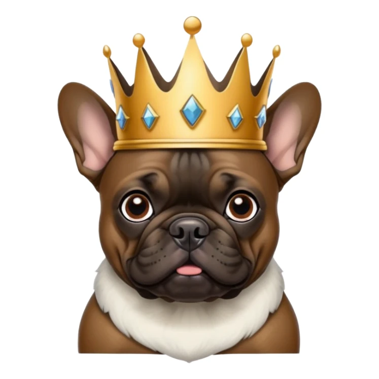 Black and brown frenchie wearing a king’s crown  sticker