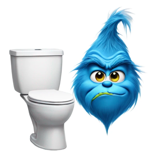 Blue grinch sticking out a toilet  sticker
