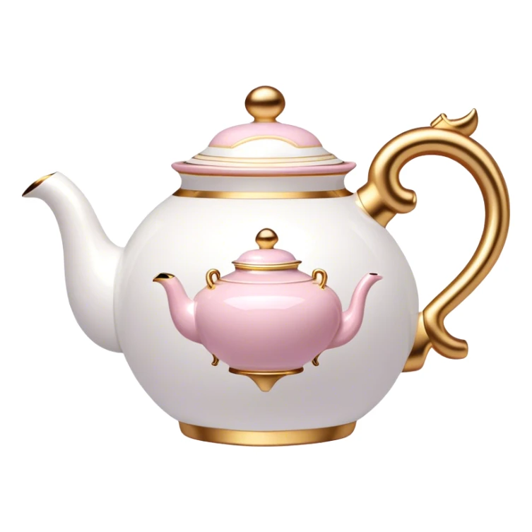 White porcelain tea pot with light pink and gold details  sticker