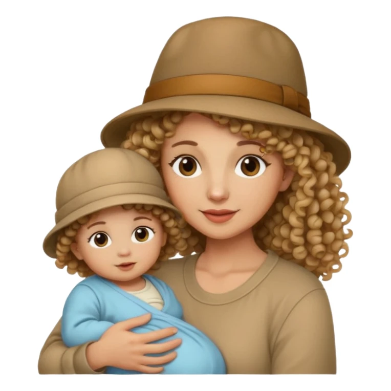 curly Mother with Hats with her baby sticker