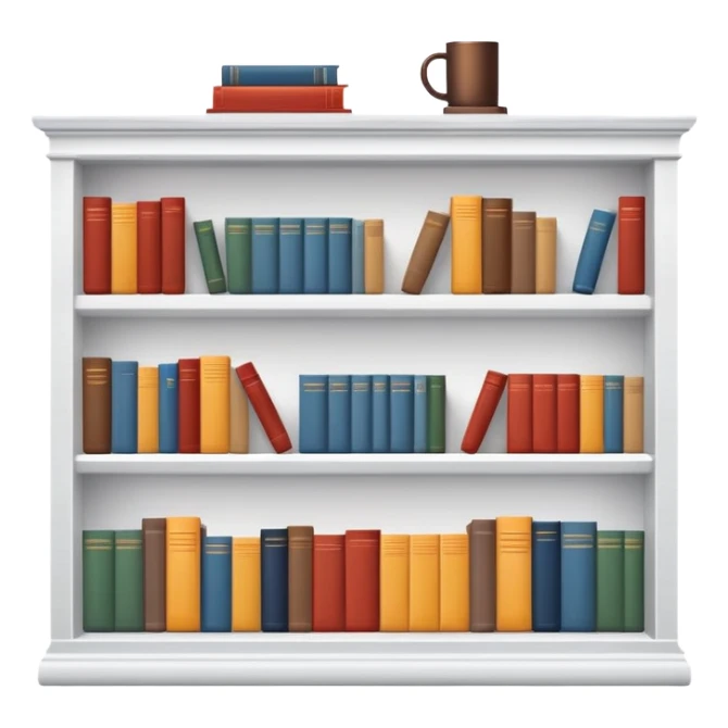 Beautiful white bookshelf with books aesthetic  sticker