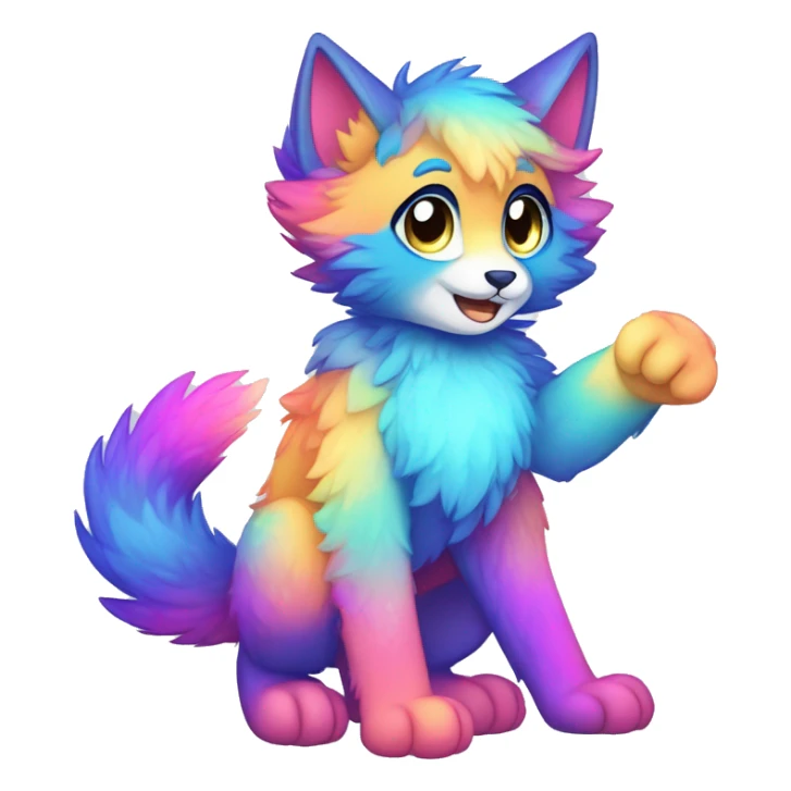 Colorful gradient-Sparkle-nebula-fursona anthropomorphic furry full body sticker