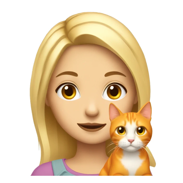 Blondie girl with orange cat  sticker