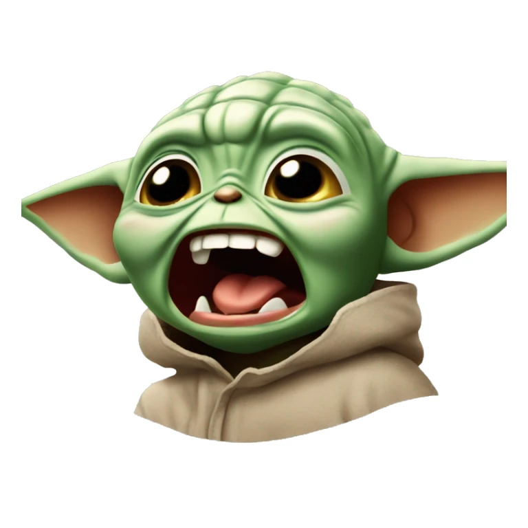 Baby Yoda screams in terrible anger. His whole face is red with rage. sticker