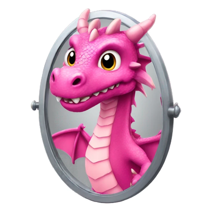 Pink dragon looking in mirror sticker