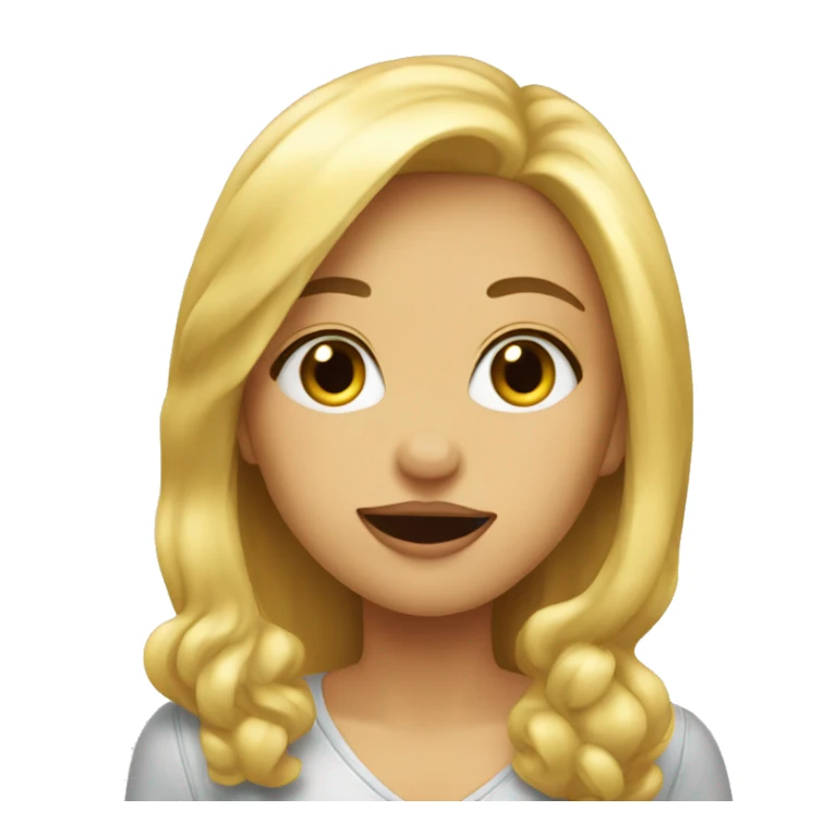 A blonde girl sends an air kiss sticker