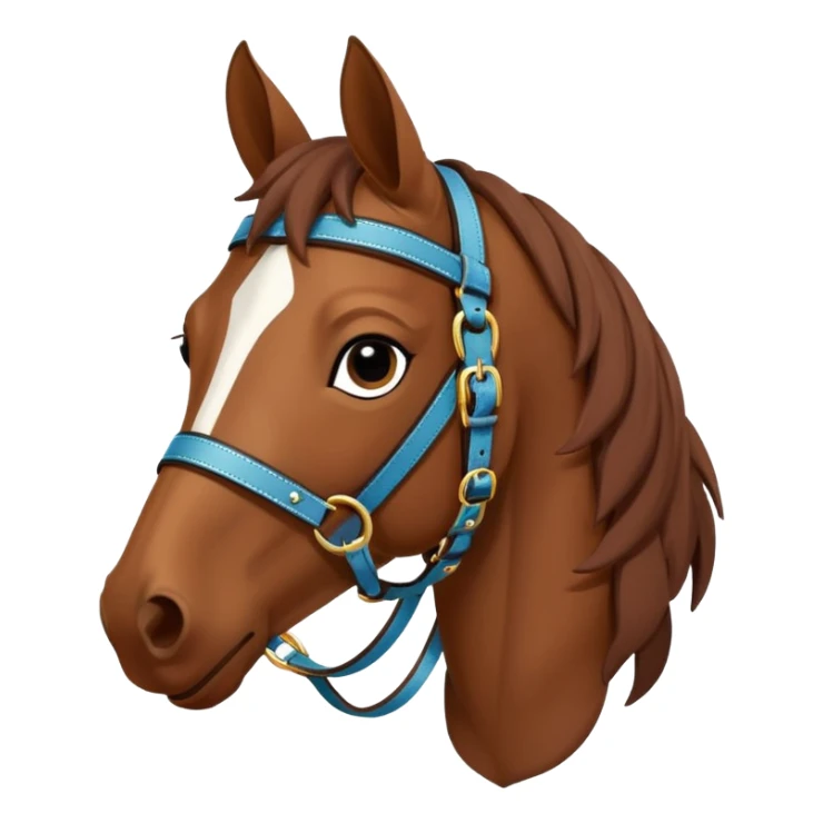 Hermès-style horse head with elegant leather harness, simple, cute sticker