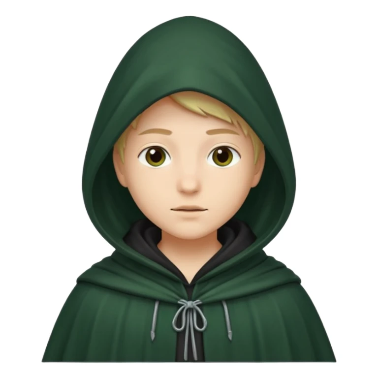 person in hooded dark green cloak sticker