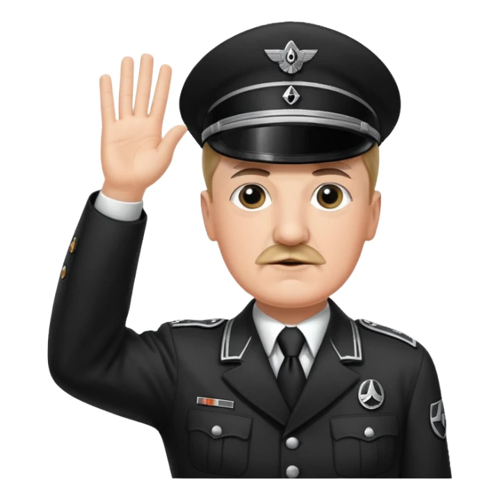 Hitler raising one hand straight up like a salute in Black SS uniform  sticker