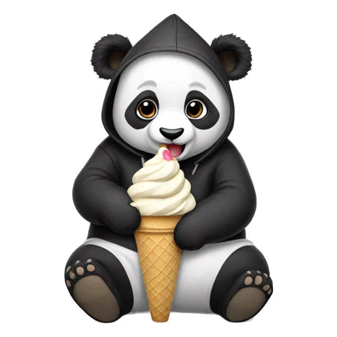Panda eating ice cream and wear hoodie sticker