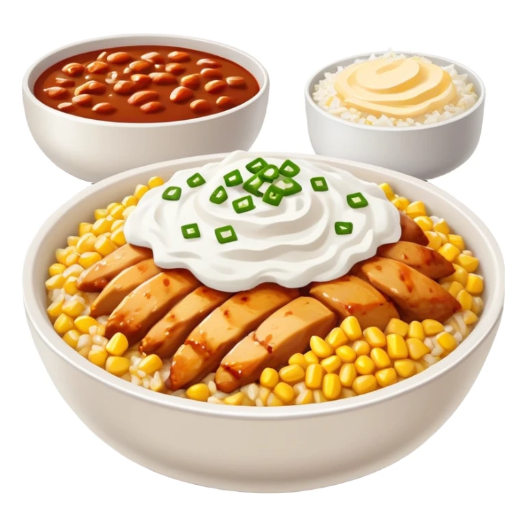 chipotle bowl with chicken white rice corn sour cream and cheese sticker