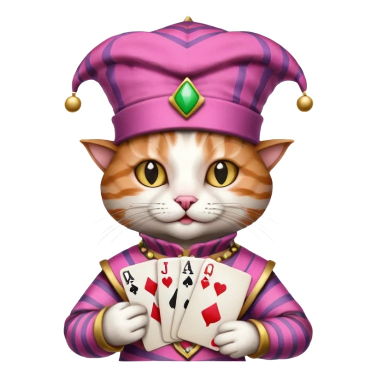 court jester cat medieval, poker cards, pink, mac os icon sticker