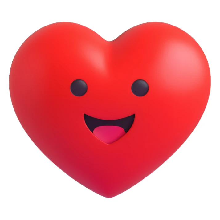 3D emoji style classic red heart, shiny and voluminous sticker