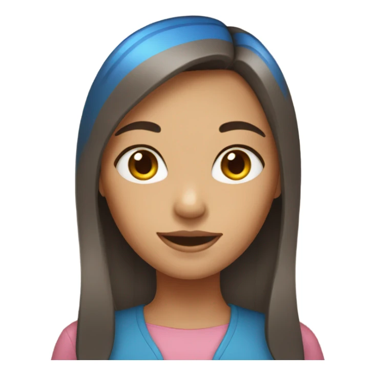 girl with brown hair blue bangs  sticker