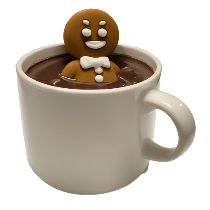 Gingerbread man in a pool of hot chocolate sticker